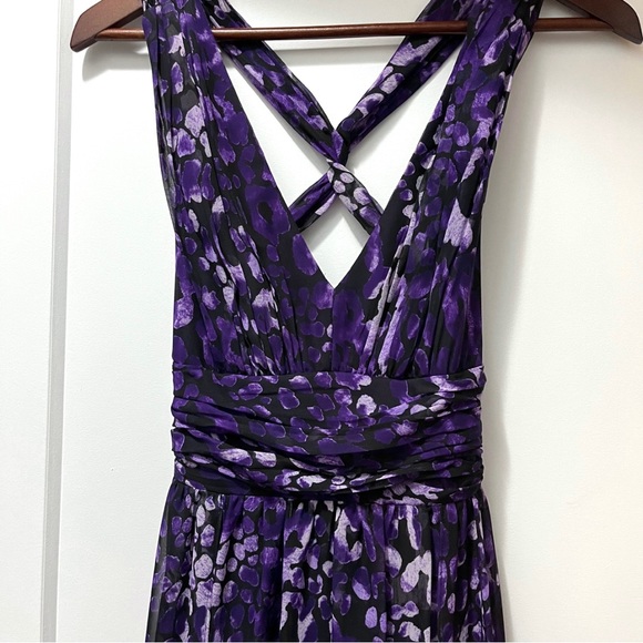 Laura Purple Patterned Dress Size 4 - Picture 2 of 4